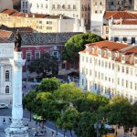 Vistas panorámicas de la plaza del Rossio desde el Elevador de Santa Justa en Lisboa