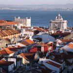 Vistas panorámicas de la Baixa desde el Elevador de Santa Justa en Lisboa