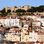 Vistas panorámicas del Castillo de San Jorge desde el Elevador de Santa Justa en Lisboa