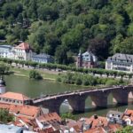 Vistas panorámicas del puente Carlos Teodoro de Heidelberg desde el castillo