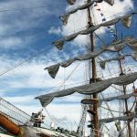 Gran barco velero en la concentración Tall Ships 2012 en A Coruña en Galicia