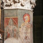 Pinturas góticas en columna de la Catedral de Tarazona en Aragón