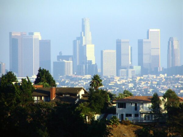 Vista panorámica del centro Downtown de Los Angeles en California