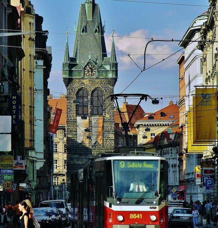 Tranvías en el centro de Praga