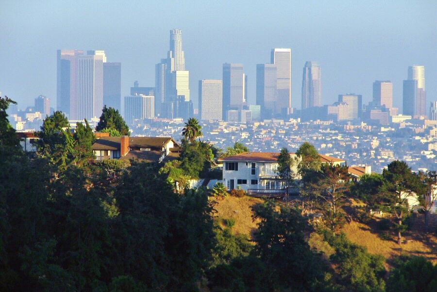Vistas panorámicas del downtown de Los Angeles en California