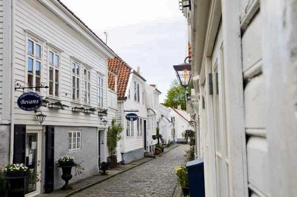 Barrio antiguo de Stavanger al sur de Noruega