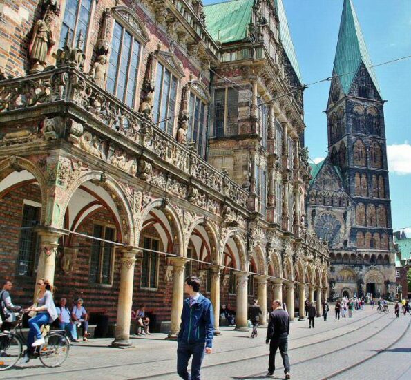 Ayuntamiento de Bremen en la plaza del Mercado al norte de Alemania