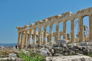 Partenón en la Acrópolis de Atenas en Grecia