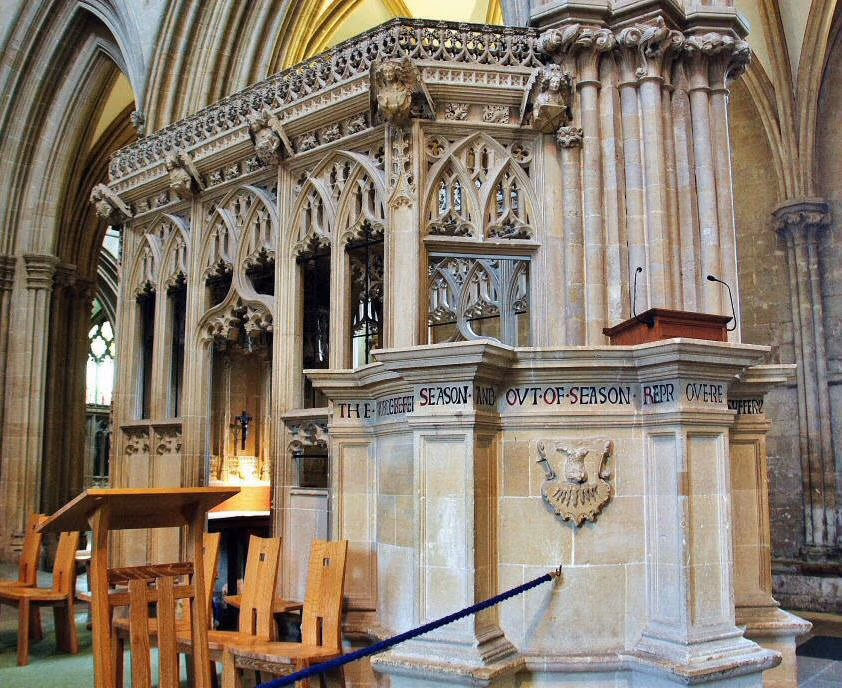 Interiør hjørne av Wells Cathedral