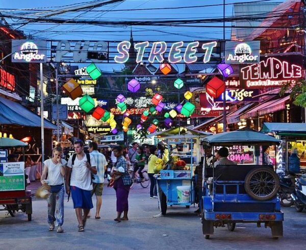 Pub Street en Siem Reap en Camboya