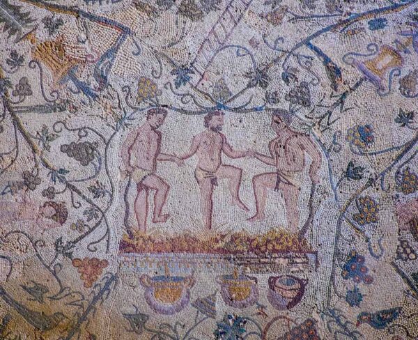 Mosaico en la Casa del Anfiteatro de Mérida en Extremadura