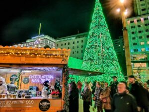Luces de Navidad en plaza de España de Madrid