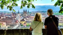 Vistas de Wurzburgo desde jardines de Fortaleza Marienberg