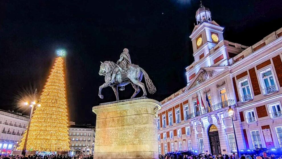 Luces de Navidad en la Puerta del Sol de Madrid