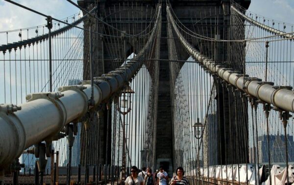 Estructura de cables del puente de Brooklyn en Nueva York