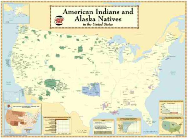 Mapa de tribus indias en Museo de la Inmigración de la isla de Ellis en Nueva York