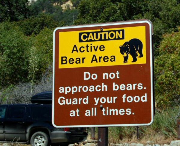 Aviso de presencia de osos en el parque nacional de las Secuoyas en California